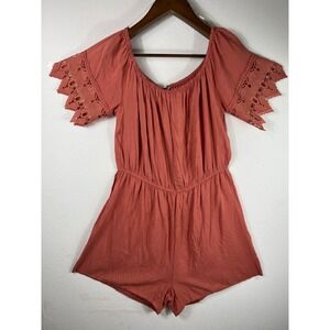 Iris Women Romper Terracotta 2XL Off Shoulder Crochet Lace IP7197PL Boho Summer